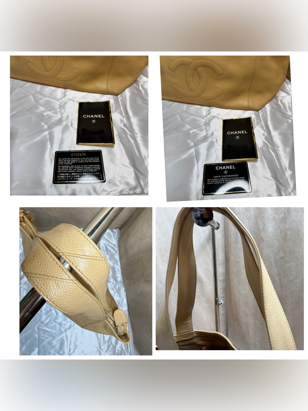 Chanel Caviar Leather CC Tote Bag Gold Hardware Vintage Shoulder Shopper - Picture 16 of 16